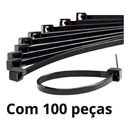 Kit 100 Abracadeiras Nylon 2,5mm X 200mm Preta