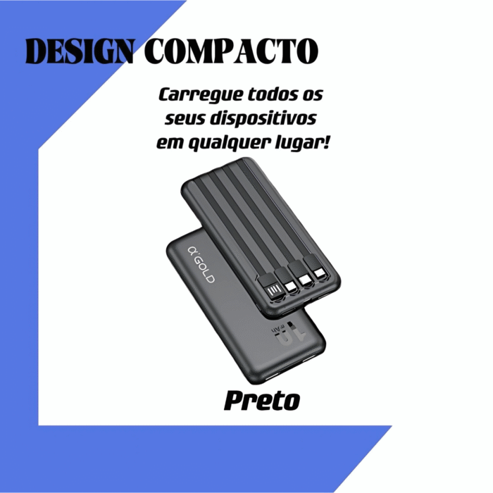 Carregador Portátil Power Bank 10.000mah 4 Em 1 Preto - Imagem 2