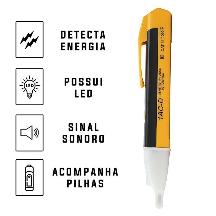 Caneta Teste De Tensão 90-1000v Cat 3 L,teste De Tomada - Imagem 5
