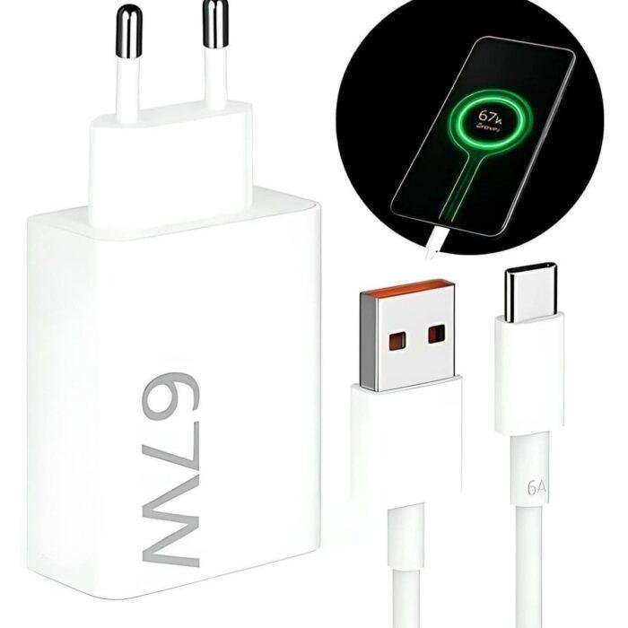 Carregador Tipo C Turbo Cabo Usb Mi 67w Rapido Branco - Imagem 1