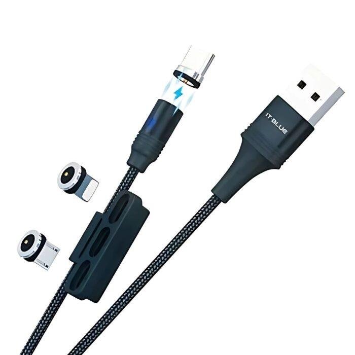 Cabo Com Conector Magnetico 3 Em 1 Preto 1m - Imagem 1