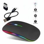 Mouse Sem Fio Recarregável Wireless Rgb Bluetooth Ergonômico Pc Note Tablet