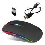 Mouse Sem Fio Recarregável Wireless Rgb Bluetooth Ergonômico Pc Note Tablet - Imagem 2