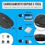Mouse Sem Fio Recarregável Wireless Rgb Bluetooth Ergonômico Pc Note Tablet - Imagem 3