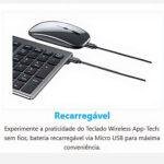 Kit Teclado e Mouse sem Fio Recarregável, Wireless e Bluetooth Padrão ABNT2, Cinza, KMWRB451 - Imagem 7