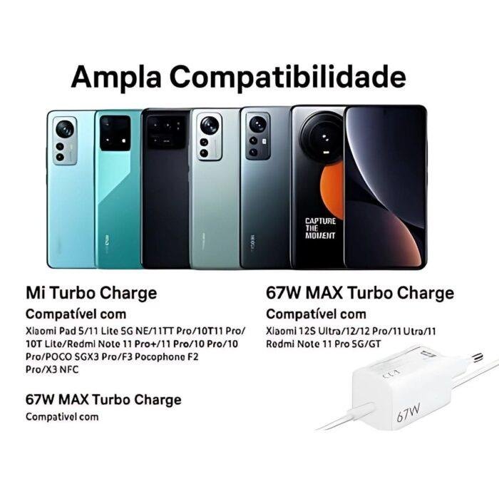 Carregador Tipo C Turbo Cabo Usb Mi 67w Rapido Branco - Imagem 3