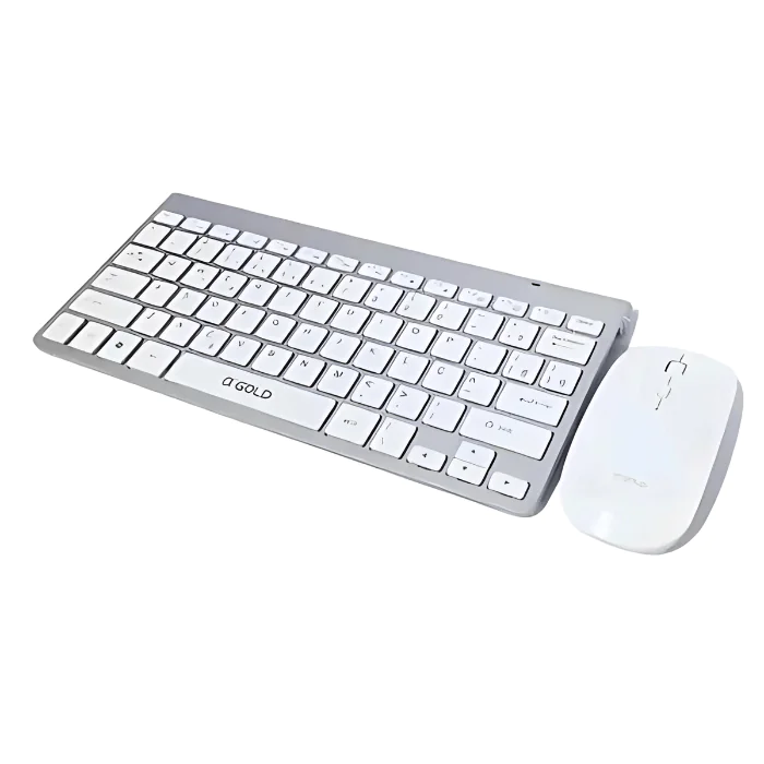 Kit Teclado E Mouse Sem Fio Prata - Imagem 1