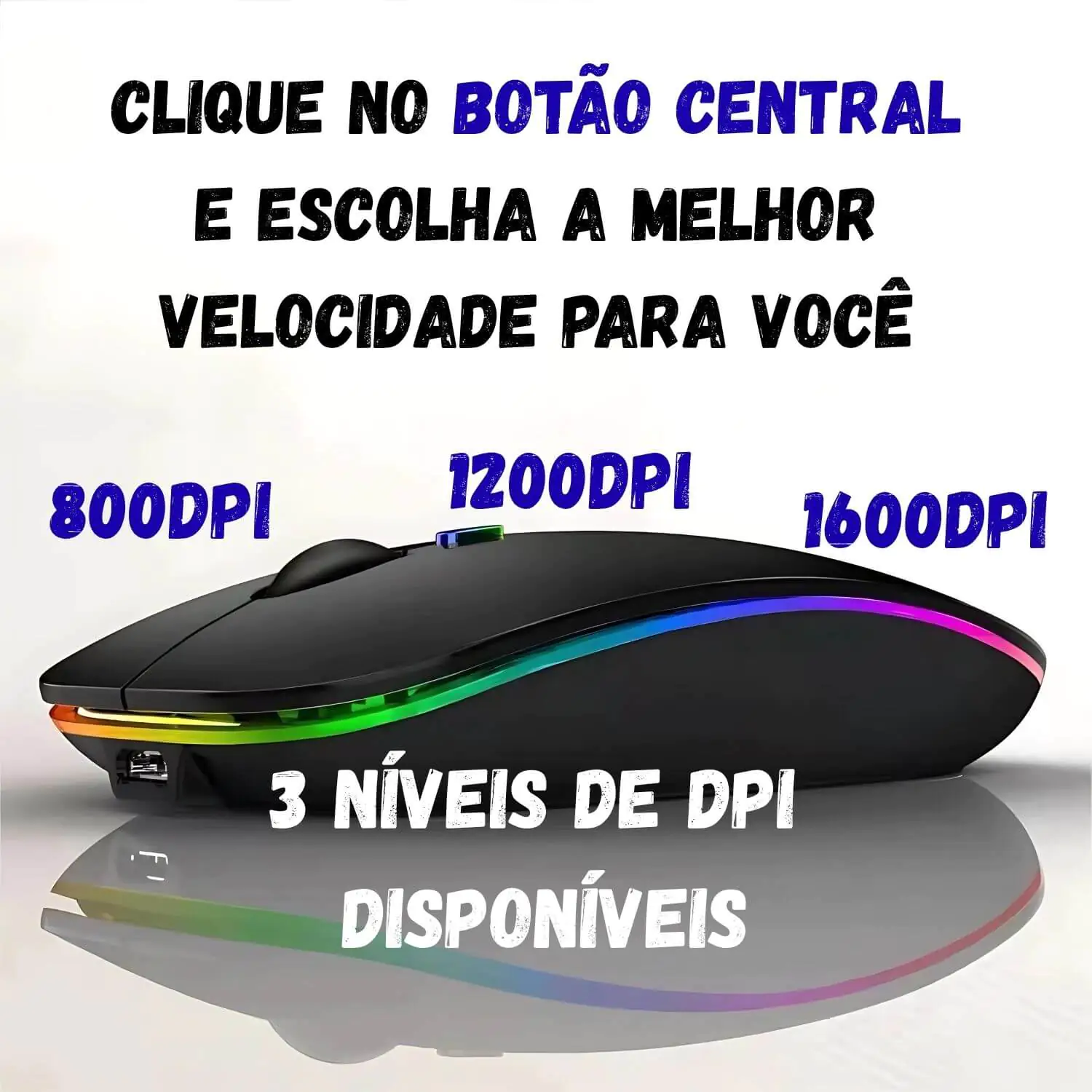 Mouse sem fio Recarregável RGB Silencioso Ergonômico - Imagem 2